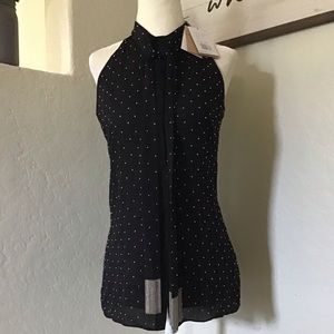 Michael Kors metallic polka dots blouse size 2 NWT